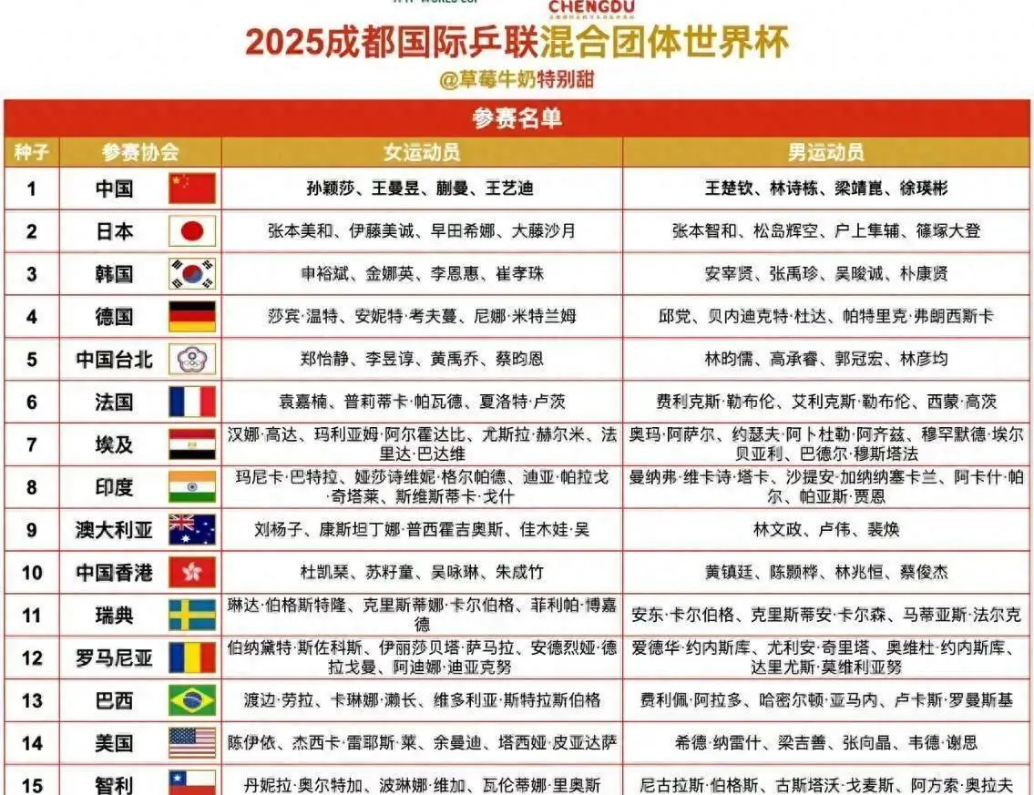 成都混合团体世界杯赛制_2025世界杯1/2决赛_中国队参赛名单
