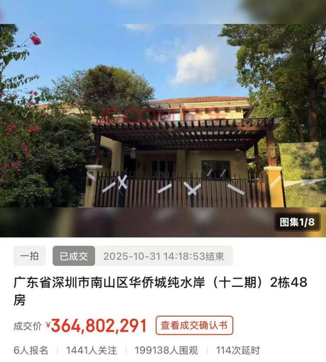 全国最贵法拍住宅诞生 总价3.65亿