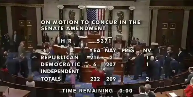 美国 “史上最长政府关门”将结束 临时拨款法案在众议院闯关成功