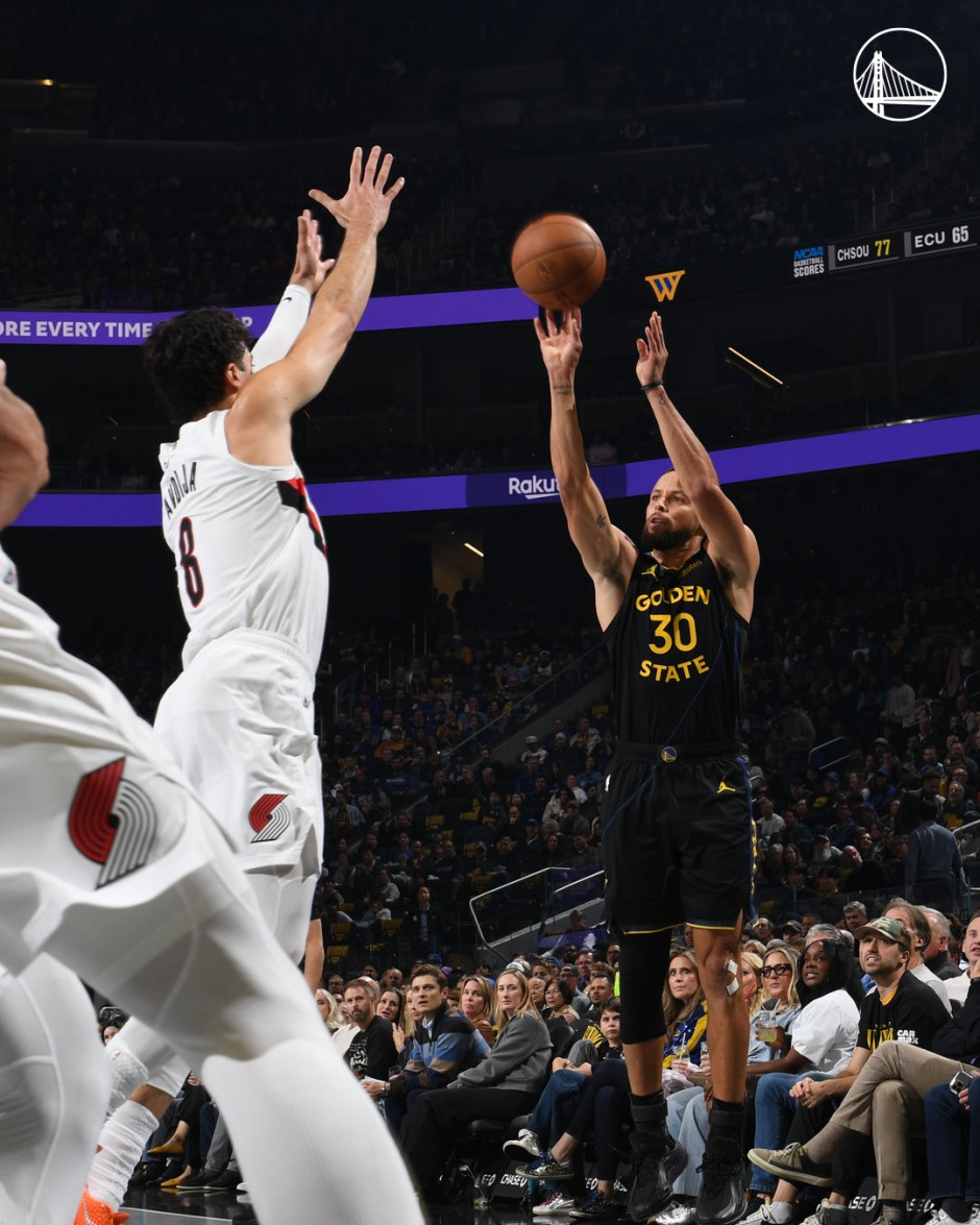 NBA杯回放全场录像高清:常规赛开拓者vs勇士(11月22日)库里38分难救主