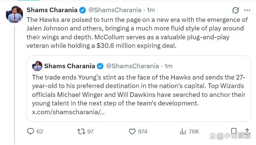 老鹰交易特雷杨到奇才_特雷杨被下放至奇才刷数据_老鹰将特雷杨交易至奇才 换麦科勒姆和基斯珀特